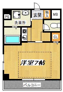 ラシーヌ新北野(1K/3階)の間取り写真
