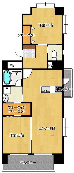 BRAVE MANSION 藤崎宮北(2LDK/10階)の間取り写真