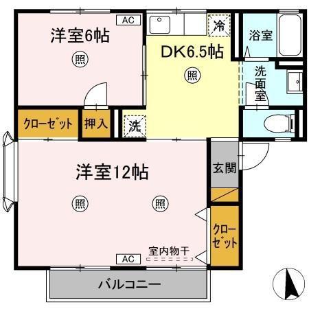 メゾン森PARTI・II(2DK/1階)の間取り写真