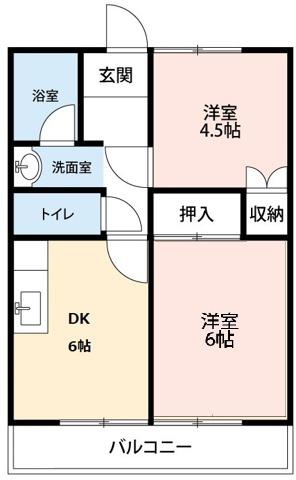 スリーアイランド(2DK/1階)の間取り写真