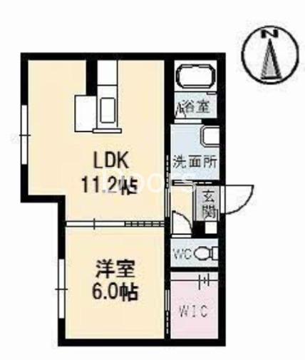 ラ・パルテール新屋敷II(1LDK/1階)の間取り写真