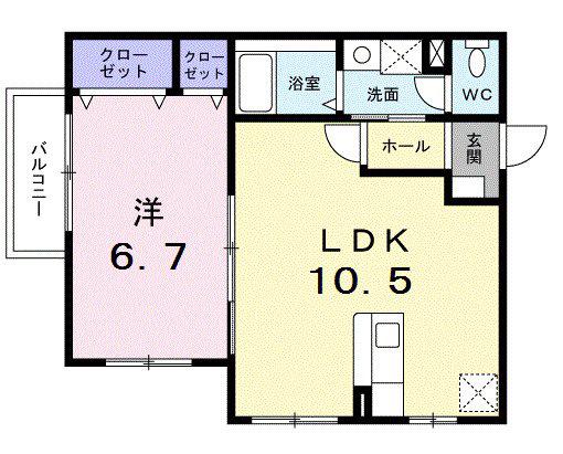 アヴェニュー(1LDK/2階)の間取り写真