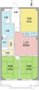 愛清ハイツ(3LDK/1階)の間取り写真