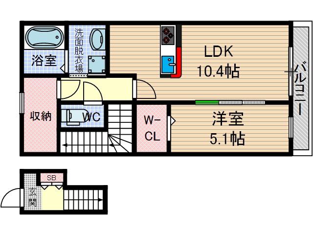 グランデージ雅(1LDK/2階)の間取り写真