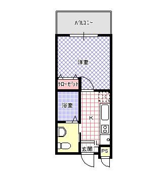 松尾ハイツ寝屋川(1K/2階)の間取り写真