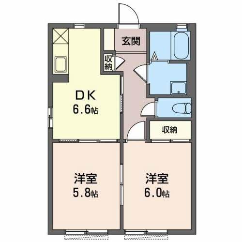 アルモニーC(2DK/1階)の間取り写真