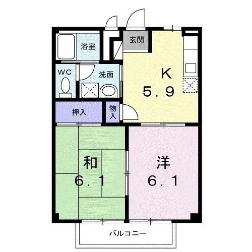 フォブール雅(2K/2階)の間取り写真
