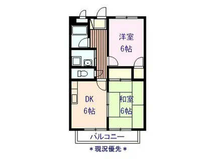 シャレ柊 B(2DK/1階)の間取り写真