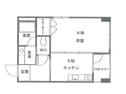 エーデルハイム鴨川II(1DK/2階)の間取り写真