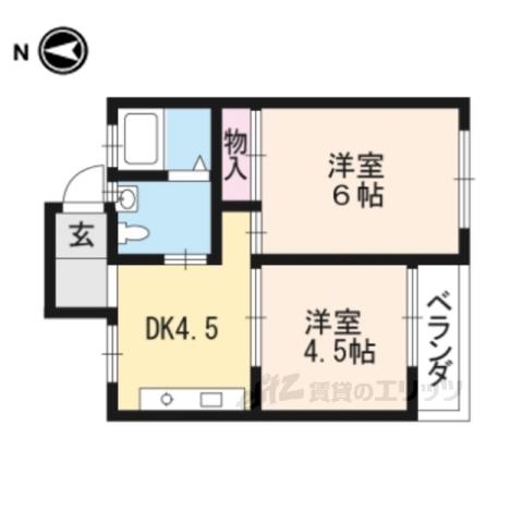 ロイヤルマンション(2DK/2階)の間取り写真
