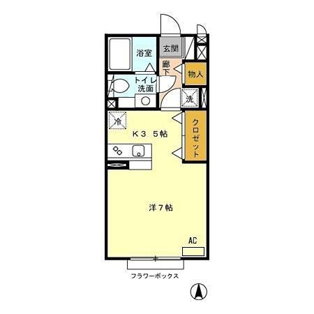 ジュネスドミール(ワンルーム/2階)の間取り写真