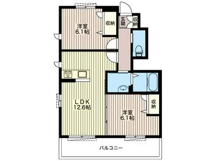 グランドソレイユB(2LDK/1階)の間取り写真