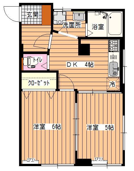 富士見台パールハイツ(2DK/2階)の間取り写真