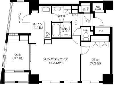 ライオンズマンション神戸栄町通(2LDK/8階)の間取り写真