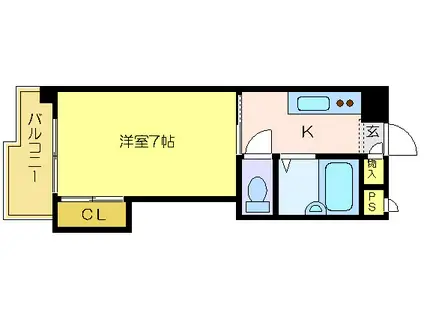 エクセリーヌ寿(1K/3階)の間取り写真