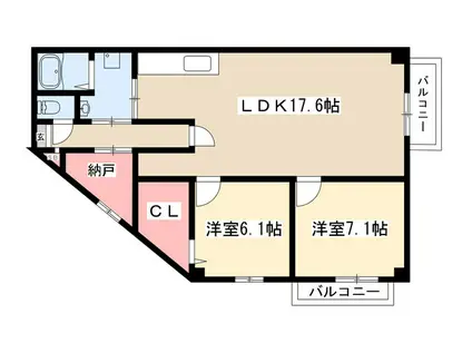 ジョイ桜本町(2LDK/3階)の間取り写真