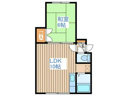 ヒュース八軒A(1LDK/1階)の間取り写真