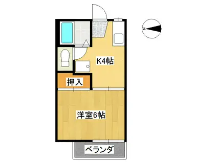 フォーブル川口A棟(1K/2階)の間取り写真