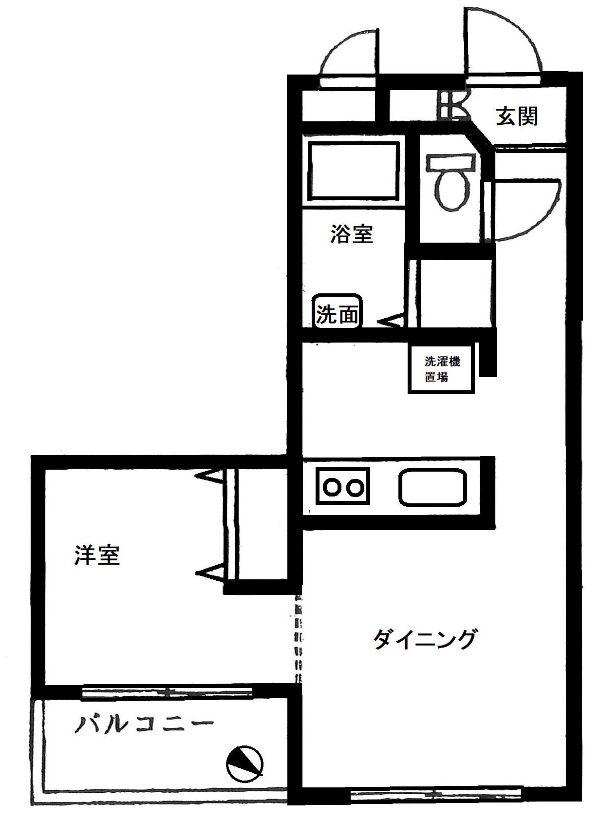 ウィンベルデュエット鴨居(1DK/3階)の間取り写真