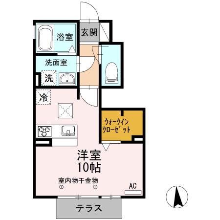 ロイヤルパークス島(ワンルーム/1階)の間取り写真