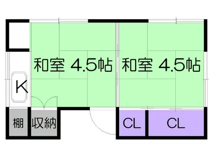 桜井町貸部屋(1DK/2階)の間取り写真