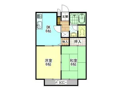 グレース山手C(2DK/1階)の間取り写真