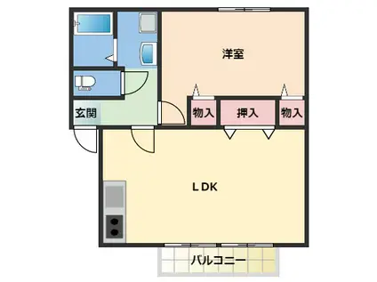 ハイカムールさわ(1LDK/1階)の間取り写真