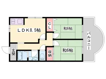 土井マンション(2LDK/3階)の間取り写真