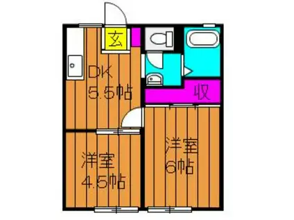 中庄サンプラザB棟(2DK/2階)の間取り写真