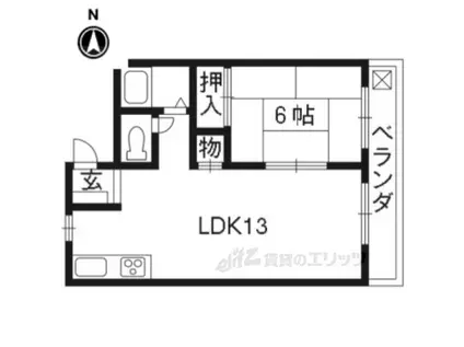 ショウエイハウス(1LDK/2階)の間取り写真