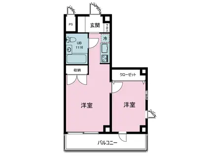 サニーテラス裕II(1DK/2階)の間取り写真