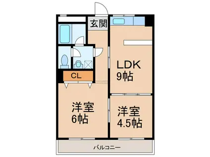 川端ビル(2LDK/4階)の間取り写真