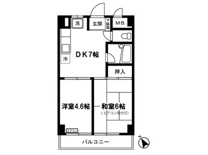 フォーレスト日吉(2DK/3階)の間取り写真