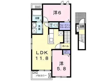プリムラ弐番館(2LDK/2階)の間取り写真
