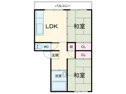 永覚コーポ(2DK/4階)の間取り写真