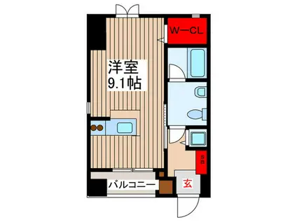 ガルリエ道(ワンルーム/2階)の間取り写真