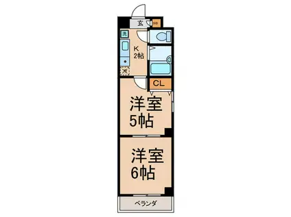堀川岡本ビル(2K/3階)の間取り写真