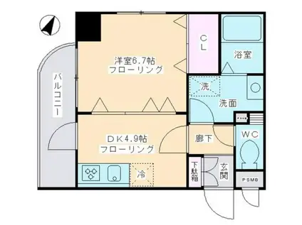 KS柿生 ケーエスカキオ(1DK/5階)の間取り写真