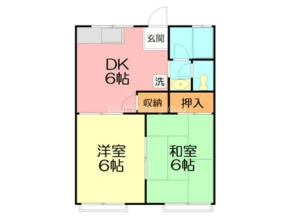 蛍田アパート101(2DK/1階)の間取り写真