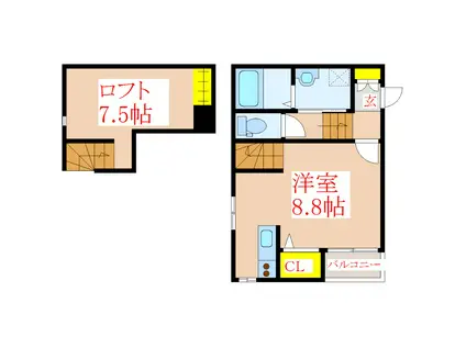 FELIZ M&M I(ワンルーム/1階)の間取り写真