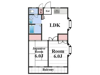 メイプルIII(2LDK/2階)の間取り写真