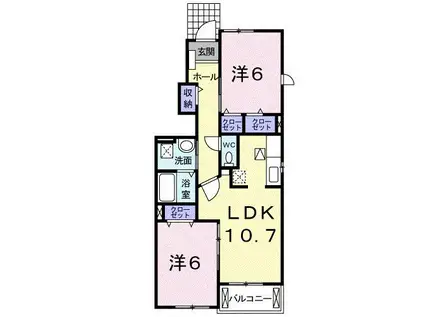 ベルプロムナードB(2LDK/1階)の間取り写真