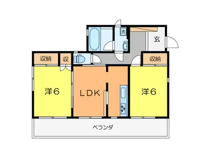 丸山台アパート(2LDK/1階)の間取り写真