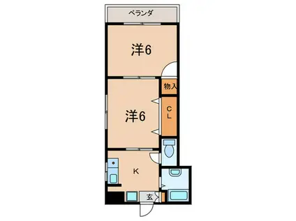 須磨南ハイツ(2K/2階)の間取り写真