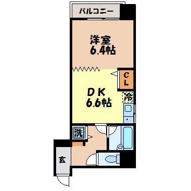 クオーレ鍛冶屋町(1DK/5階)の間取り写真