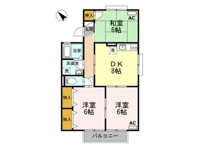 ヴェルデおだかの(3DK/2階)の間取り写真