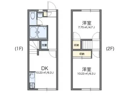 レオパレス広田(2DK/1階)の間取り写真