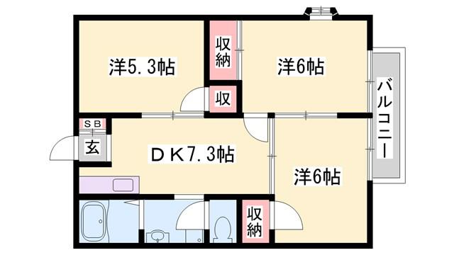 コーポ三輪(3DK/2階)の間取り写真