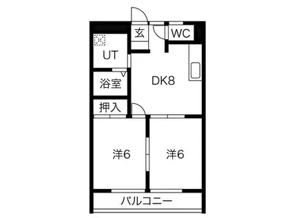 メゾンパークサイド(2DK/2階)の間取り写真