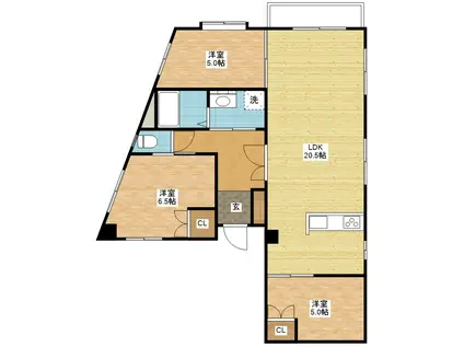 レジデンス蛍茶屋(3LDK/3階)の間取り写真